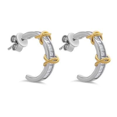 Reegalia Baguette Glow Huggie Earrings in 925 Silver.