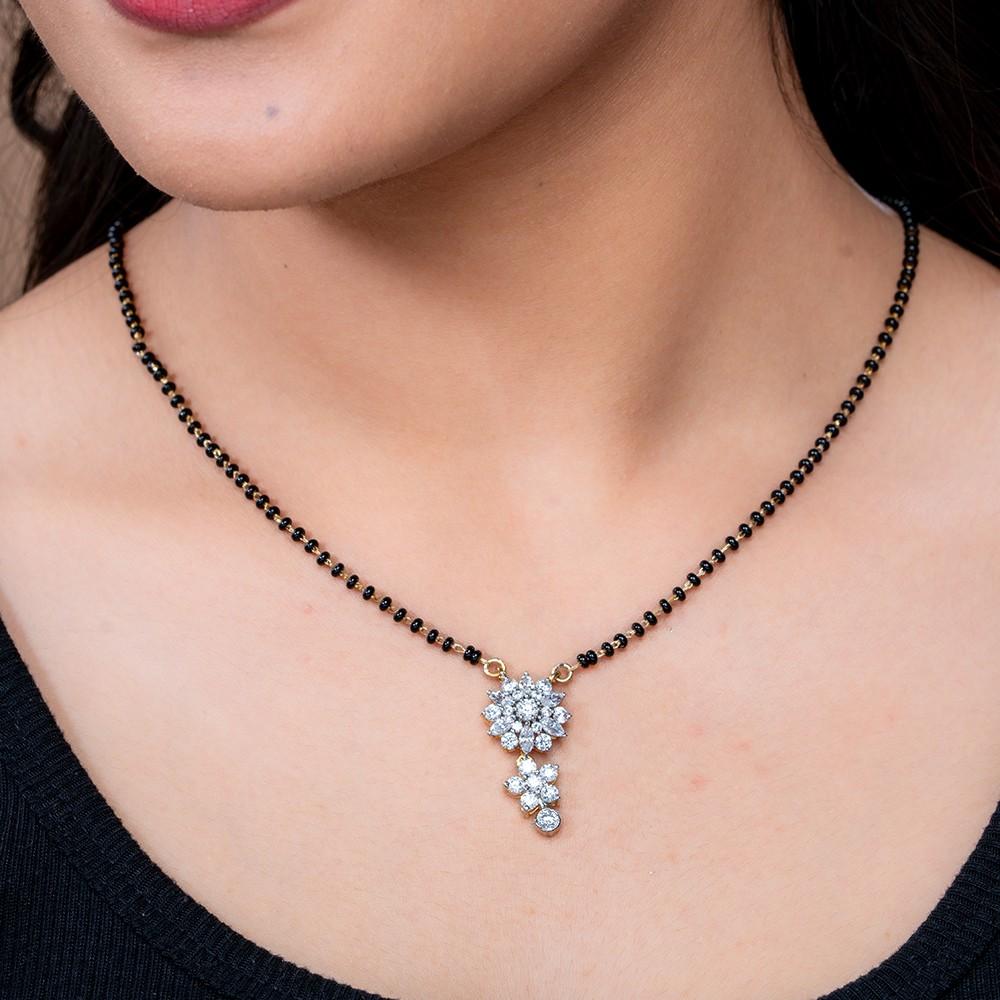 Reegalia 925 Silver Gold-Plated Mangalsutra & Stud Earring Set