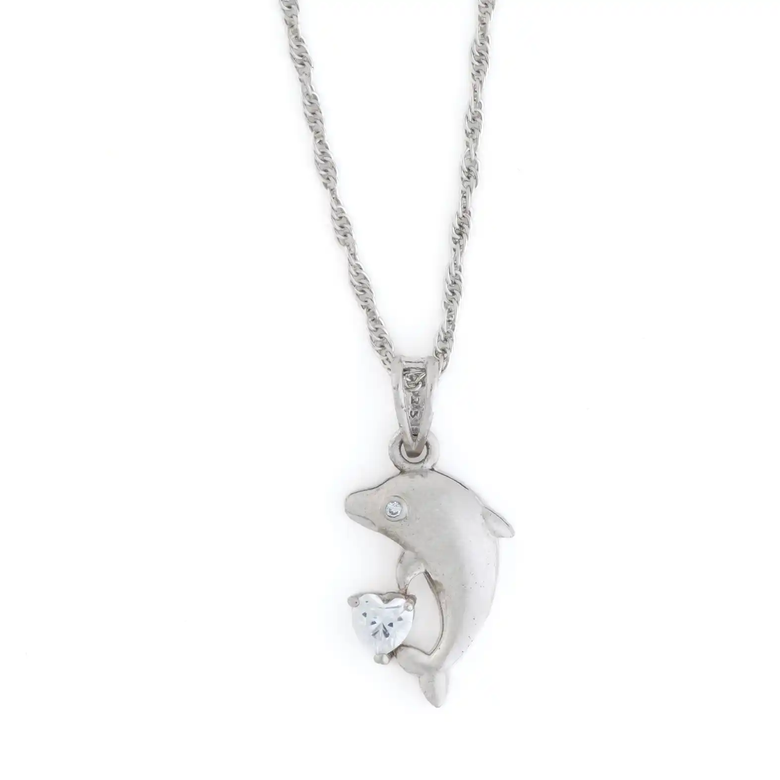 Reegalia Sterling Silver Dolphin Charm Necklace