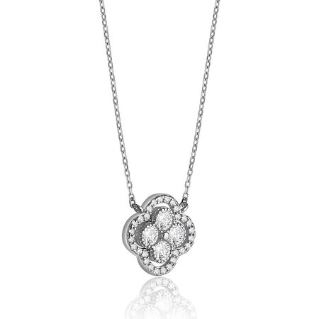 Reegalia Sterling Silver Petite Clover Bloom Necklace.