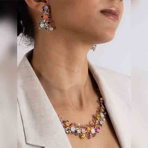 Reegalia Blooming Harmony 925 Silver Floral Necklace Set