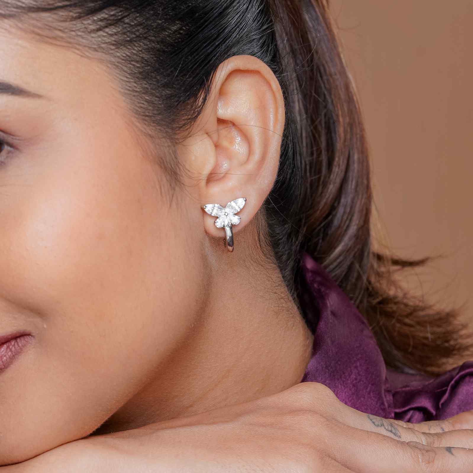 925 Sterling Silver Butterfly Wing Earrings