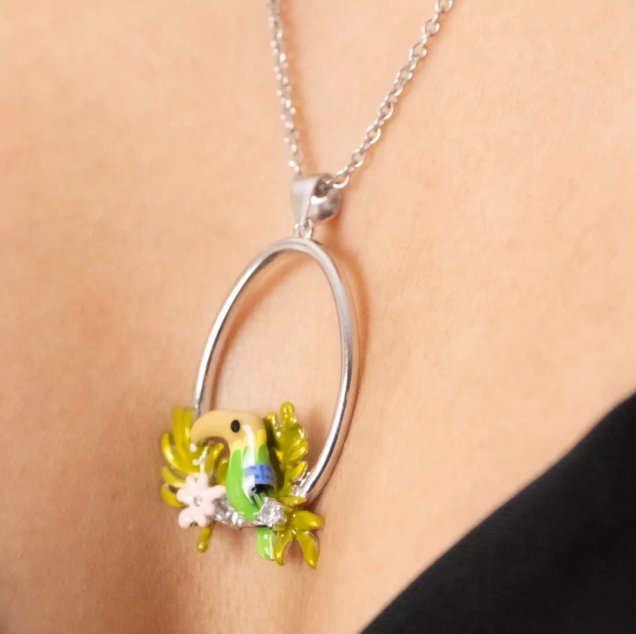 Reegalia Blooming Grace Set – 925 Silver Pendant & Earrings with Hand-Painted Floral Detailing
