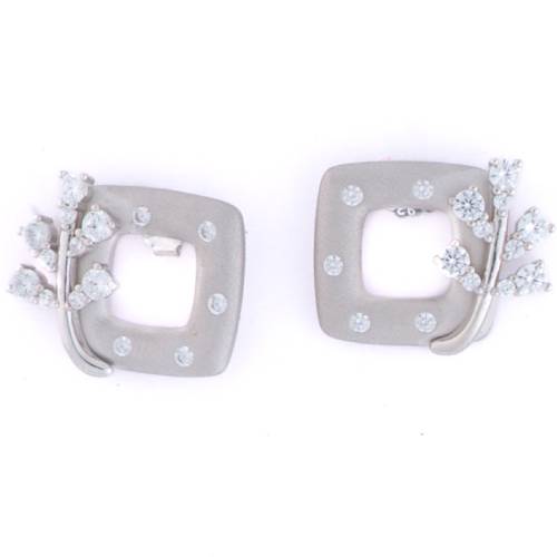 Frosted Leaf Charm Earrings – 925 Silver