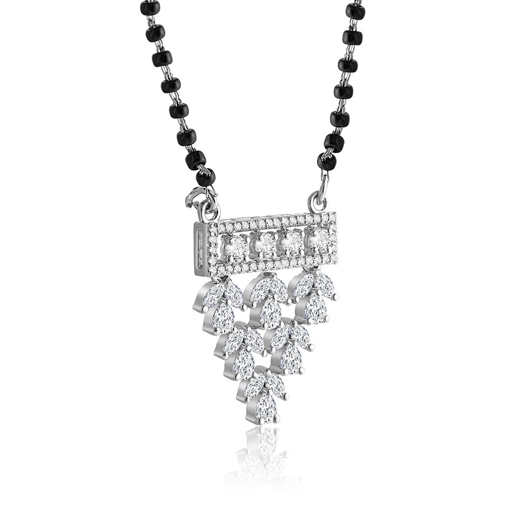 Devika CZ Mangalsutra & Earring Set in 925 Silver.