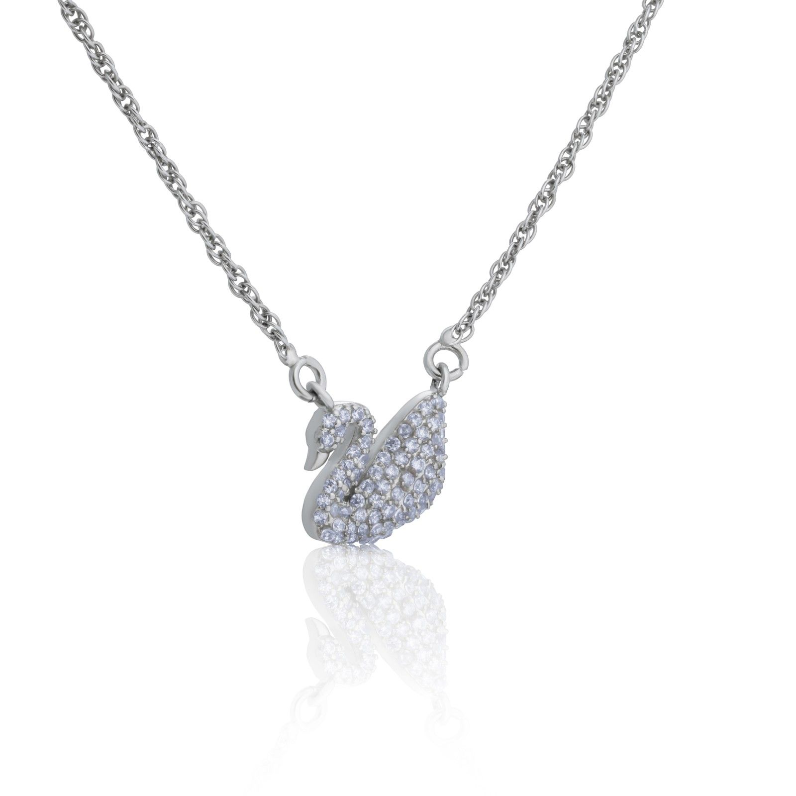 925 Sterling Silver Swan Pendant Set with Earrings
