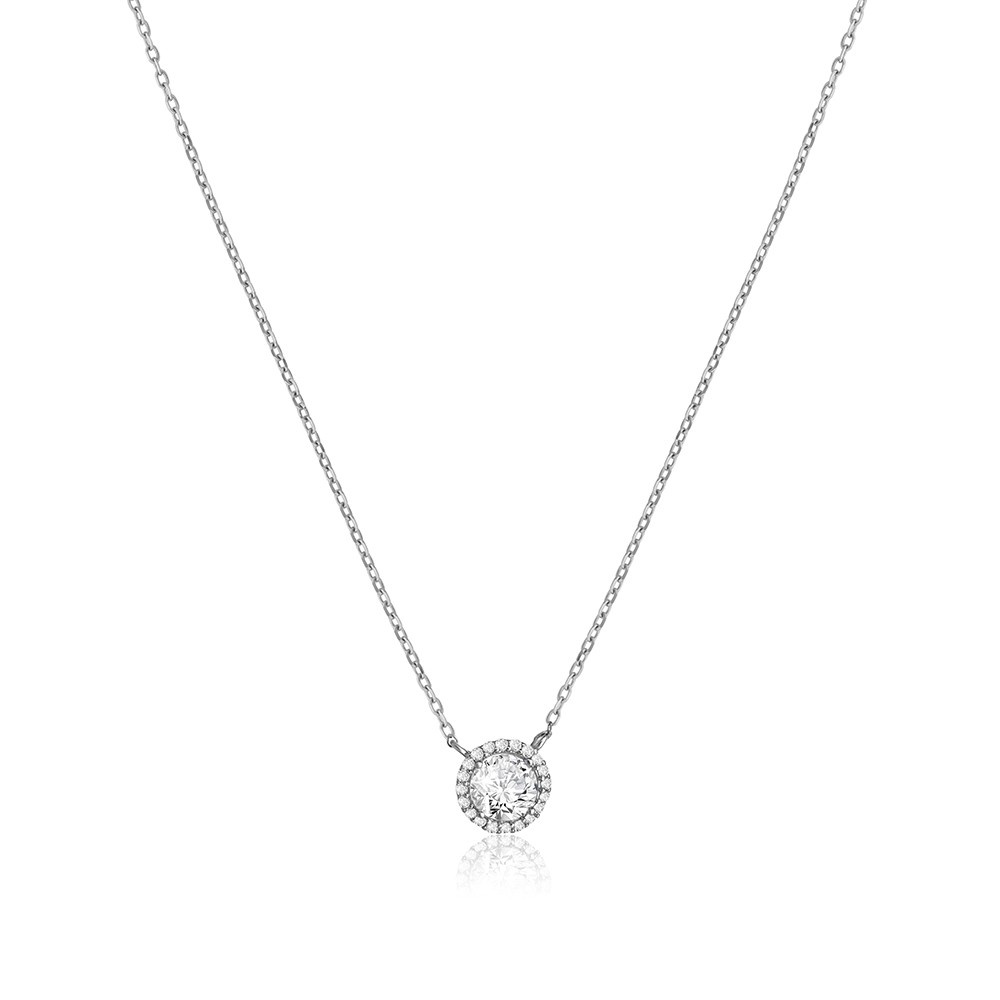 Reegalia Sterling Silver Classic Halo  Chain Pendant.