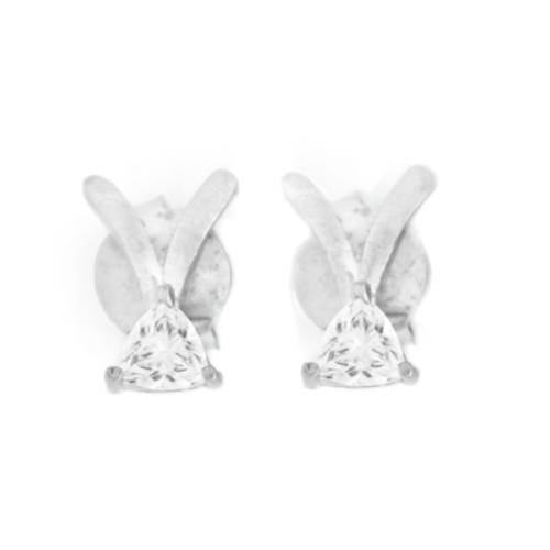 Reegalia Sterling Silver Solitaire Leaf Stud Earrings