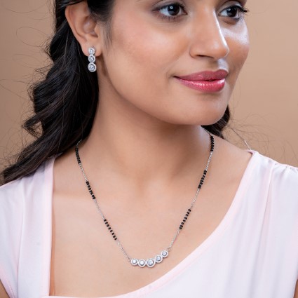 Five Spark CZ Mangalsutra Set in 925 Silver.