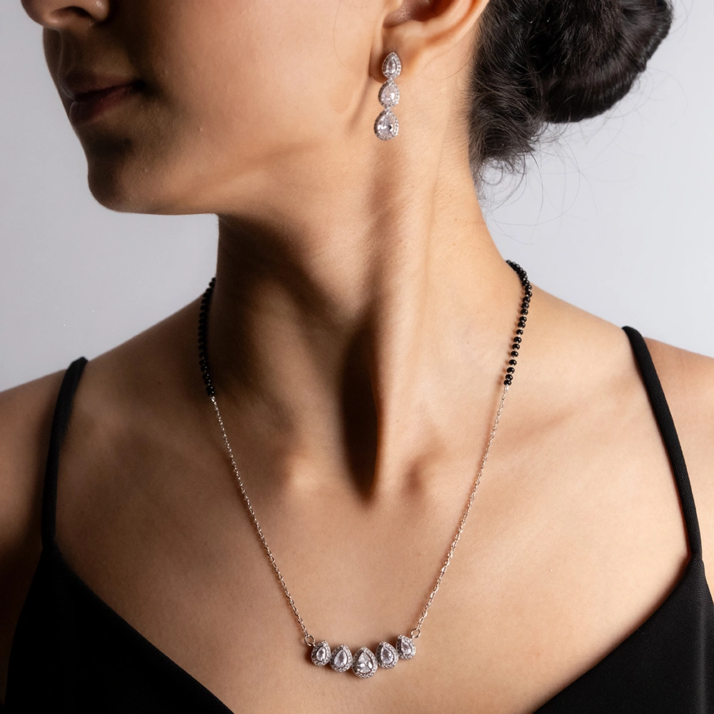 Teardrop Elegance Mangalsutra Set – 925 Silver