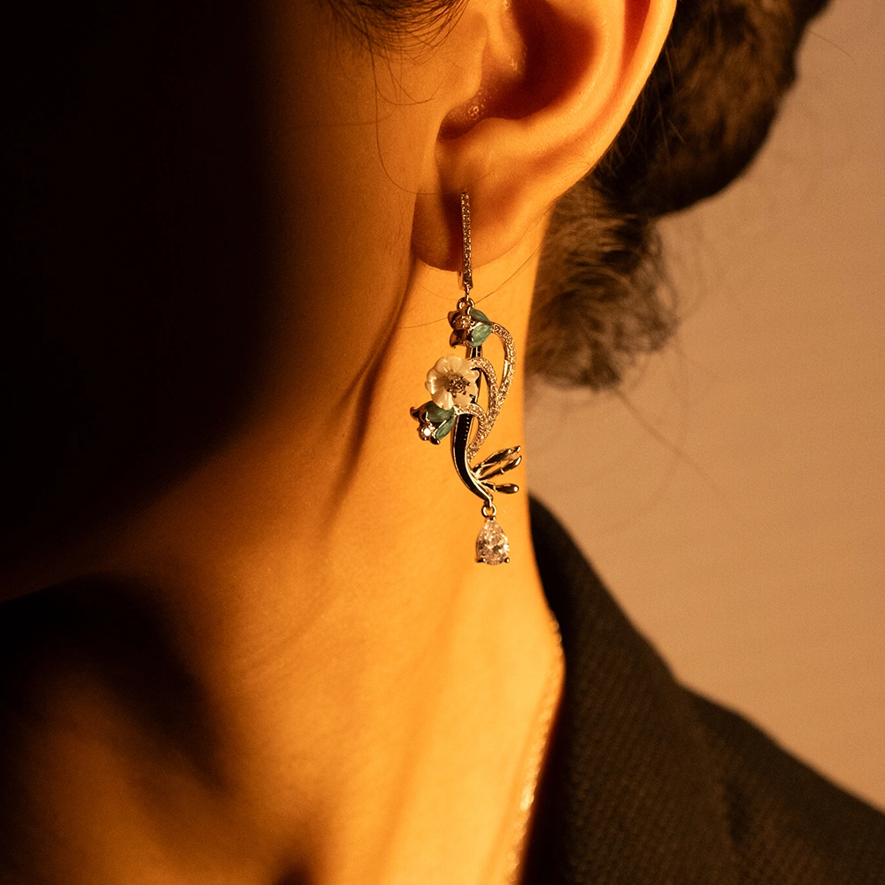 Emerald Bloom Statement Pendent & Earrings Set