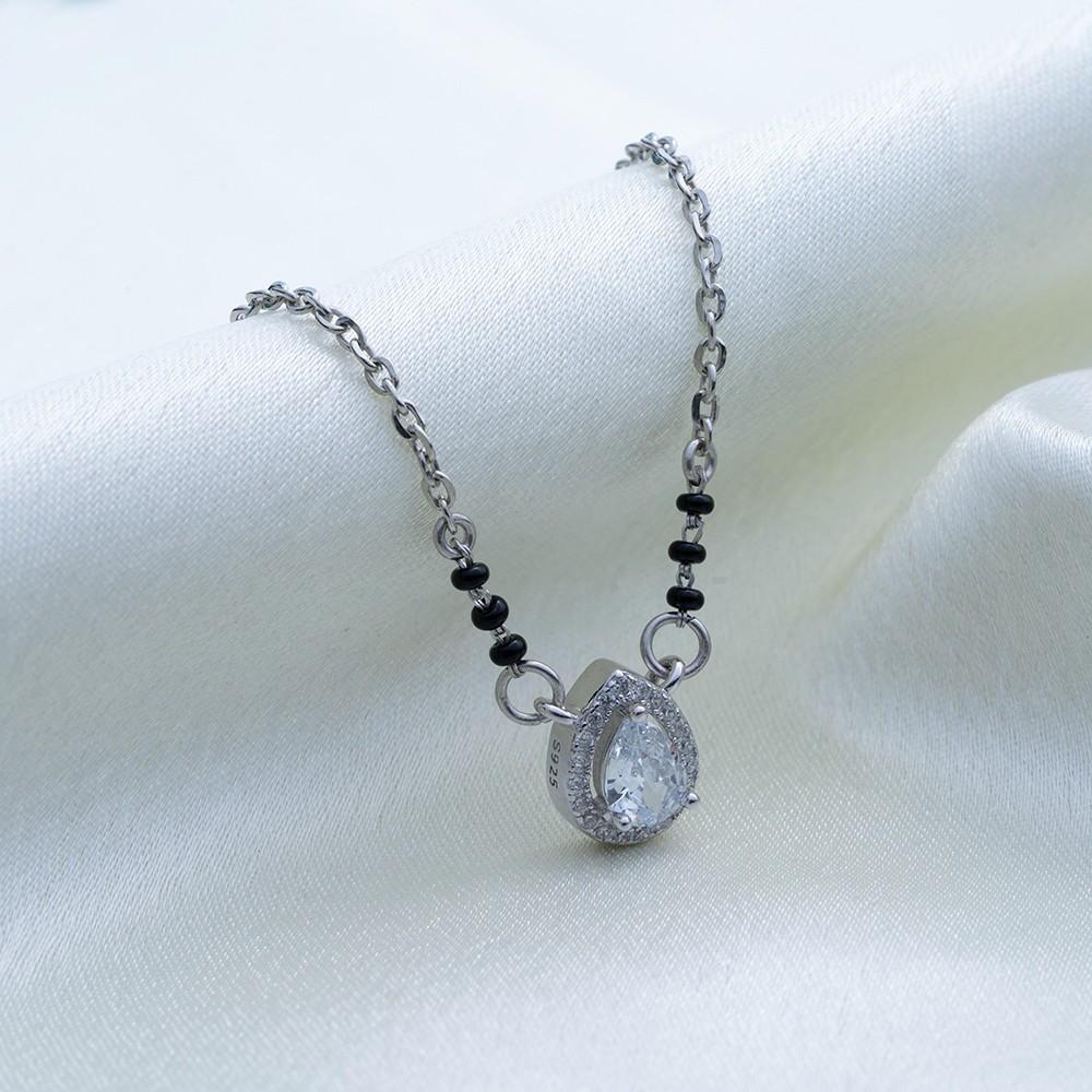 Reegalia Silver Mangalsutra Set with Solitaire Pendant. & Earring