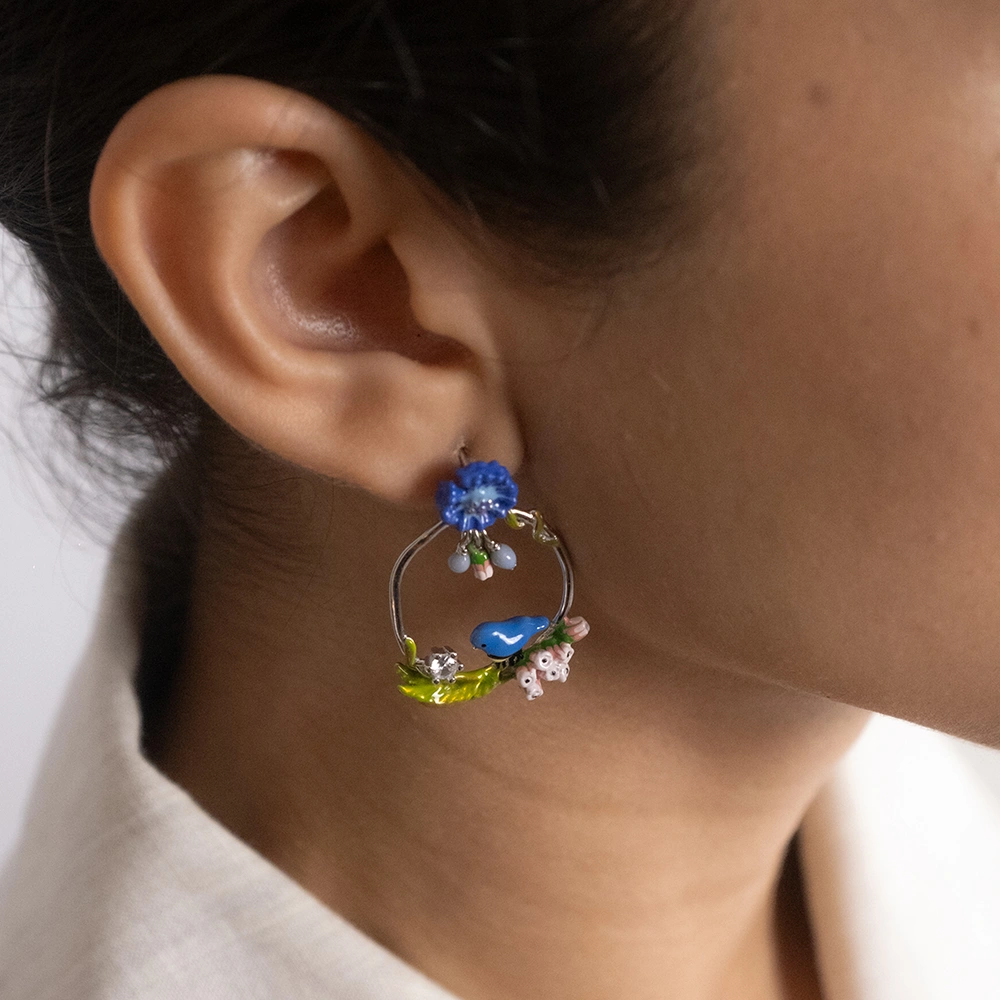 Enchanted Bloom Earrings – 925 Silver Floral Hoops