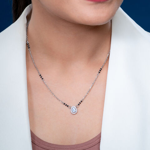 Reegalia Silver Mangalsutra Set with Solitaire Pendant.