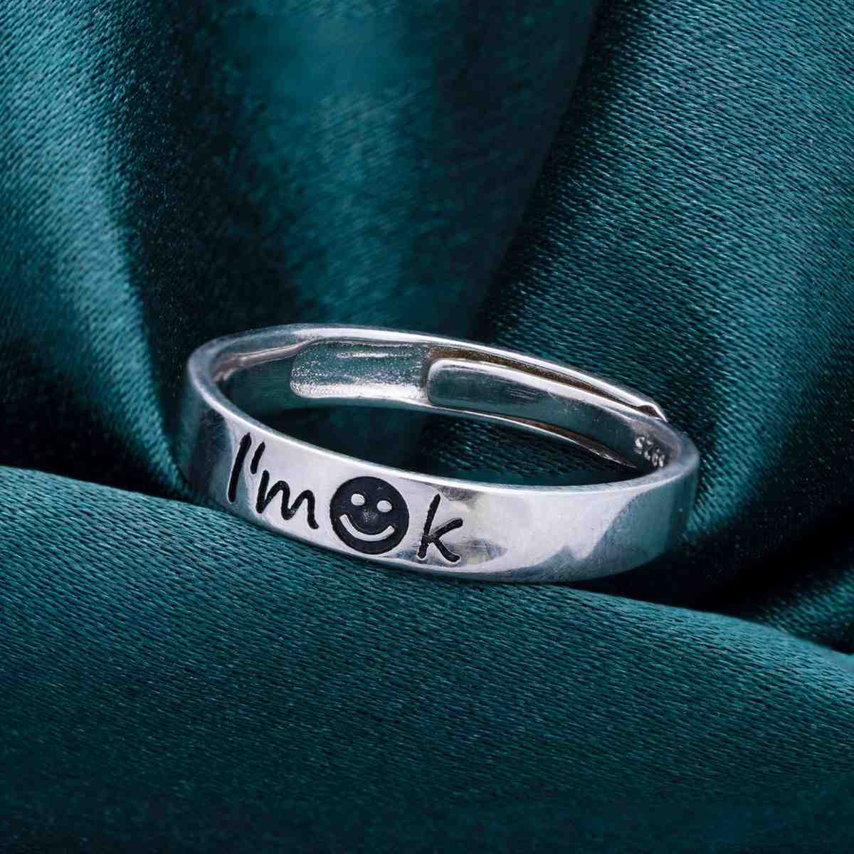 Reegalia “I’m OK” 925 Sterling Adjustable Silver Ring