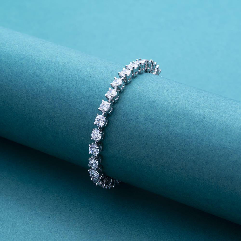 Reegalia Sterling Silver Classic Round Tennis Bracelet