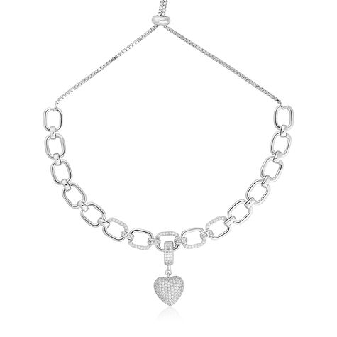Reegalia Textured Heart Link 925 Silver Bracelet.