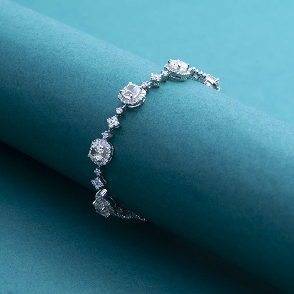 Sterling Silver Cushion Sparkle Bracelet