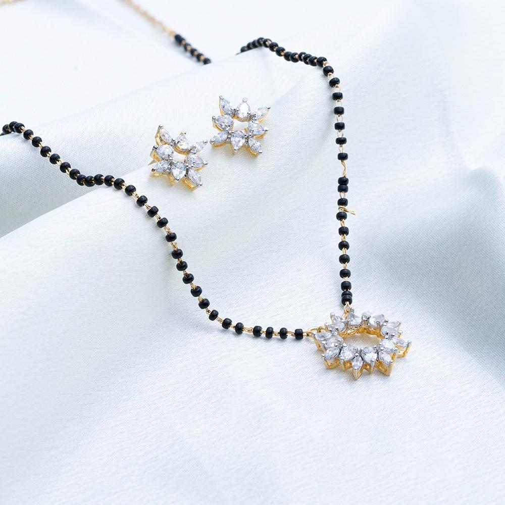 Reegalia Suryakanti CZ Mangalsutra Set in 925 Silver.