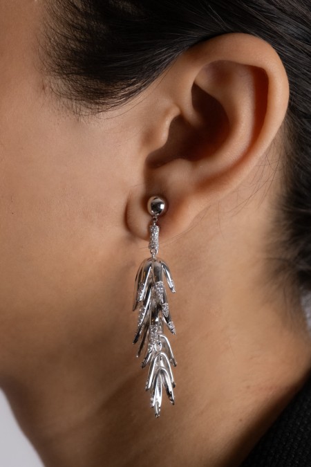 Silver Fern Cascade Earrings – 925 Sterling Silver
