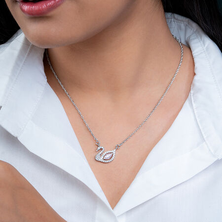 Reegalia Sparkling Evil Eye Swan Necklace – 925 Silver