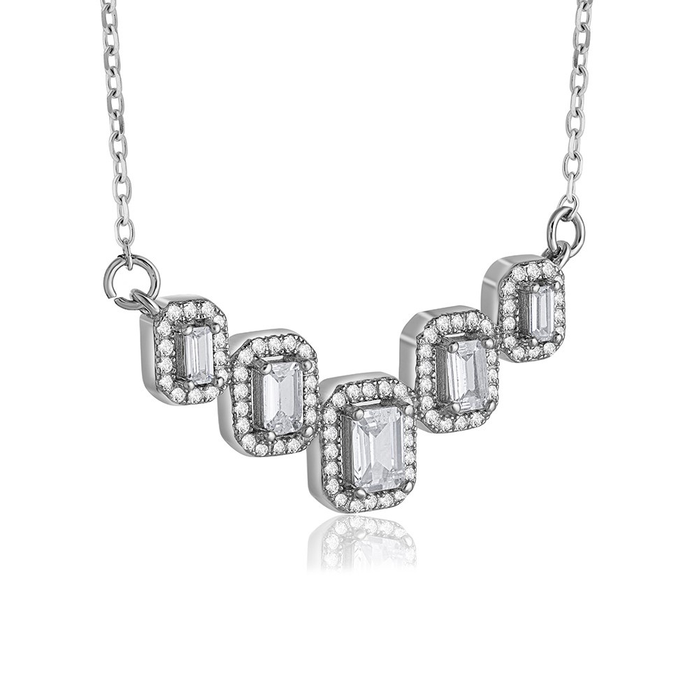 Baguette Sparkle Silver Mangalsutra Set.