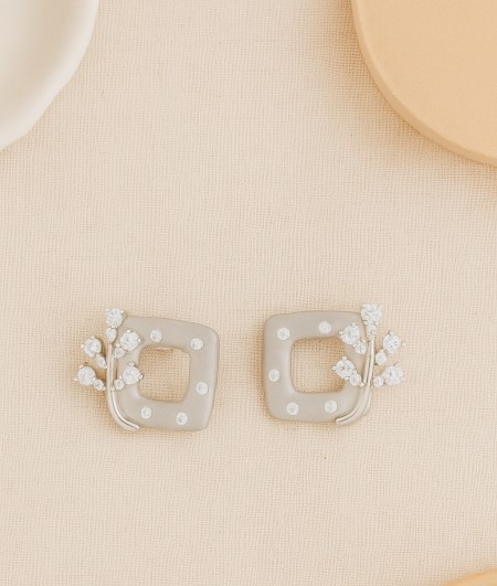 Frosted Leaf Charm Earrings – 925 Silver