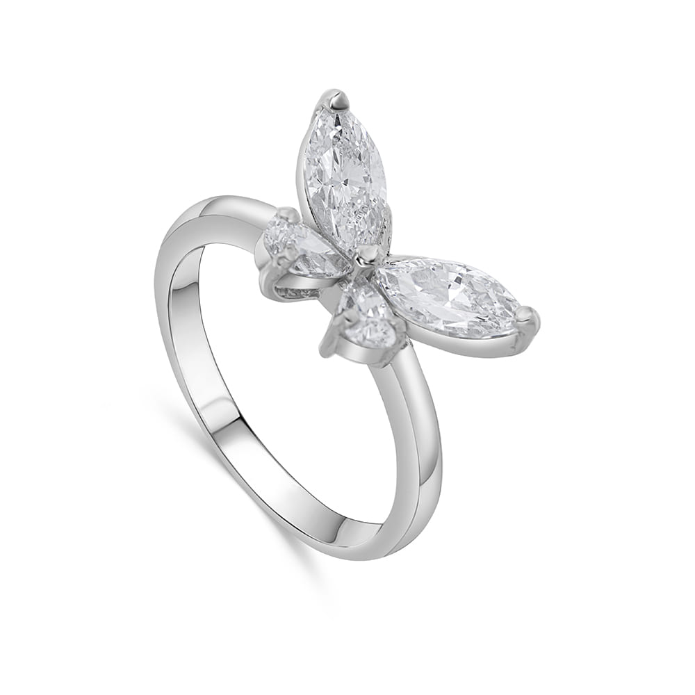 Reegalia Crystal Butterfly Ring – 925 Silver