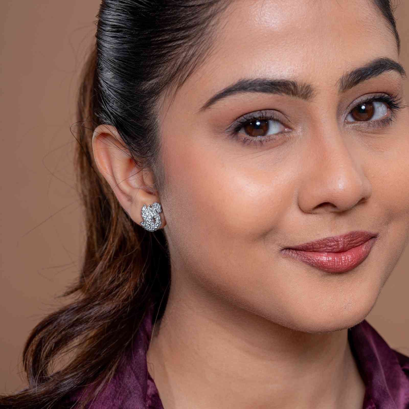 925 Sterling Silver Designer “S” Shape Stud Earrings