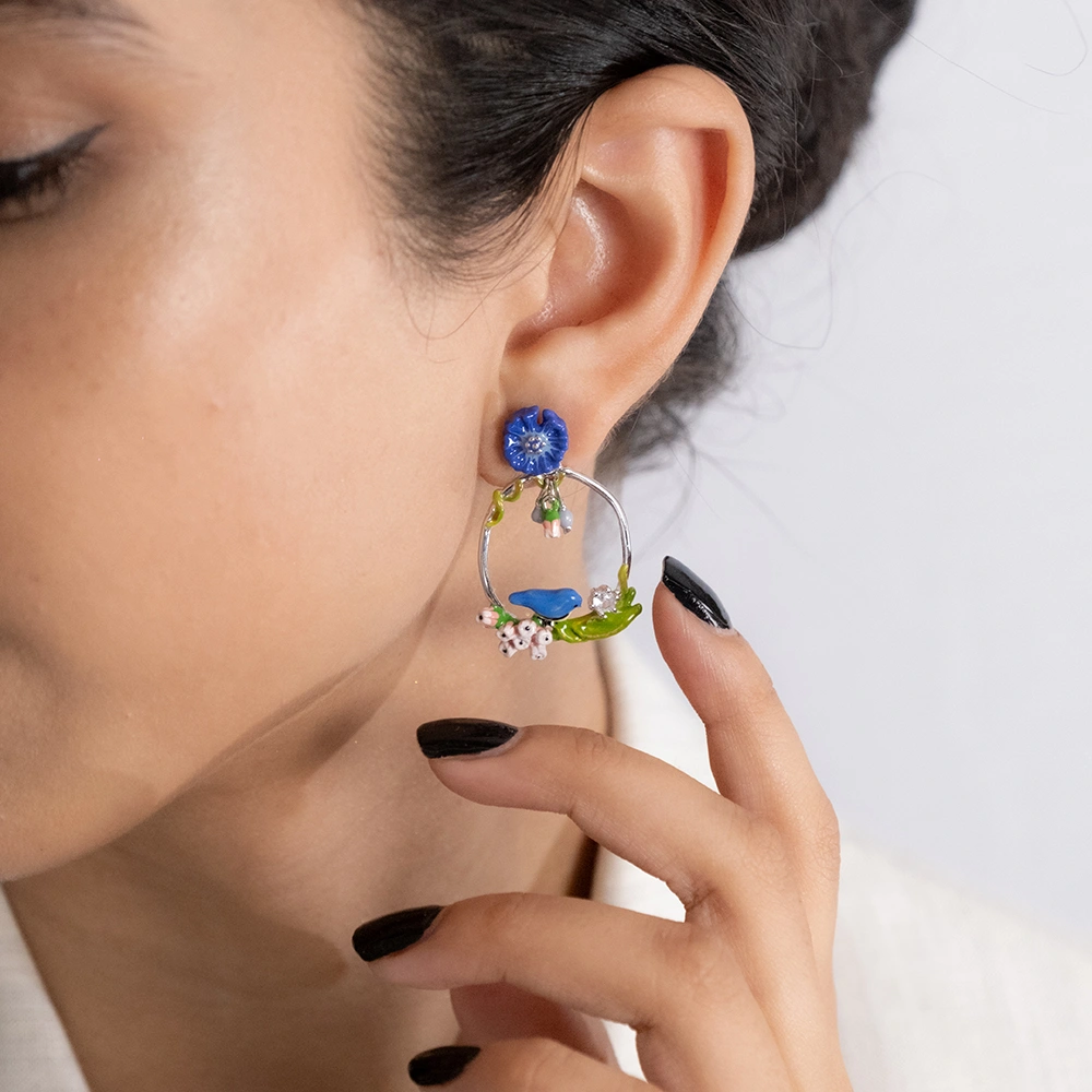 Enchanted Bloom Earrings – 925 Silver Floral Hoops