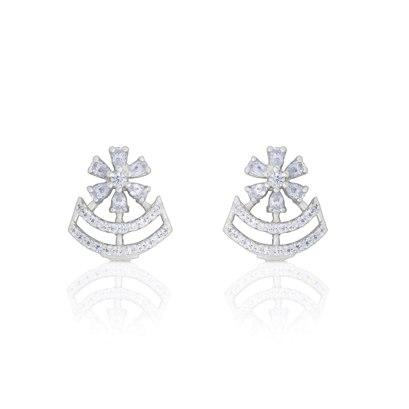 925 Sterling Silver Floral Lace Mangalsutra with Matching Earrings