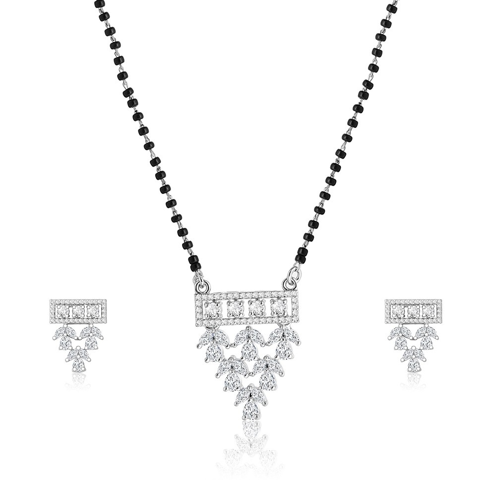 Devika CZ Mangalsutra & Earring Set in 925 Silver.