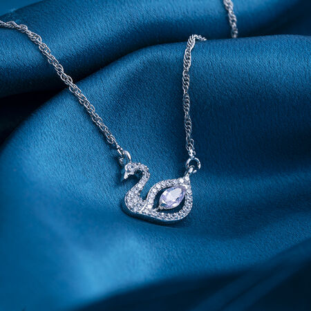 Reegalia Sparkling Evil Eye Swan Necklace – 925 Silver