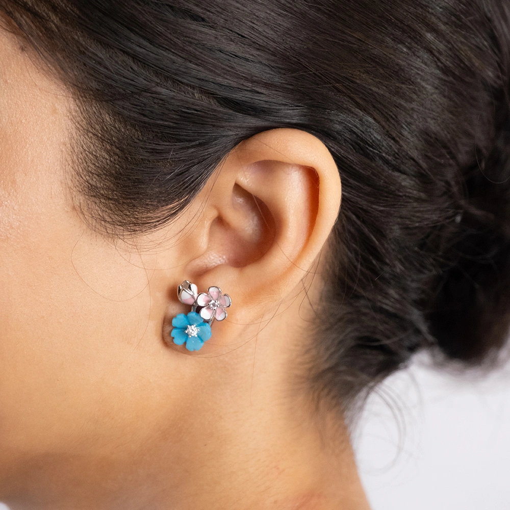 Ocean Bloom Set – 925 Silver Chain Pendent & Earrings