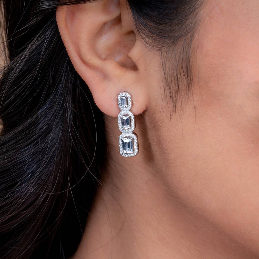 Baguette Sparkle Silver Mangalsutra Set.