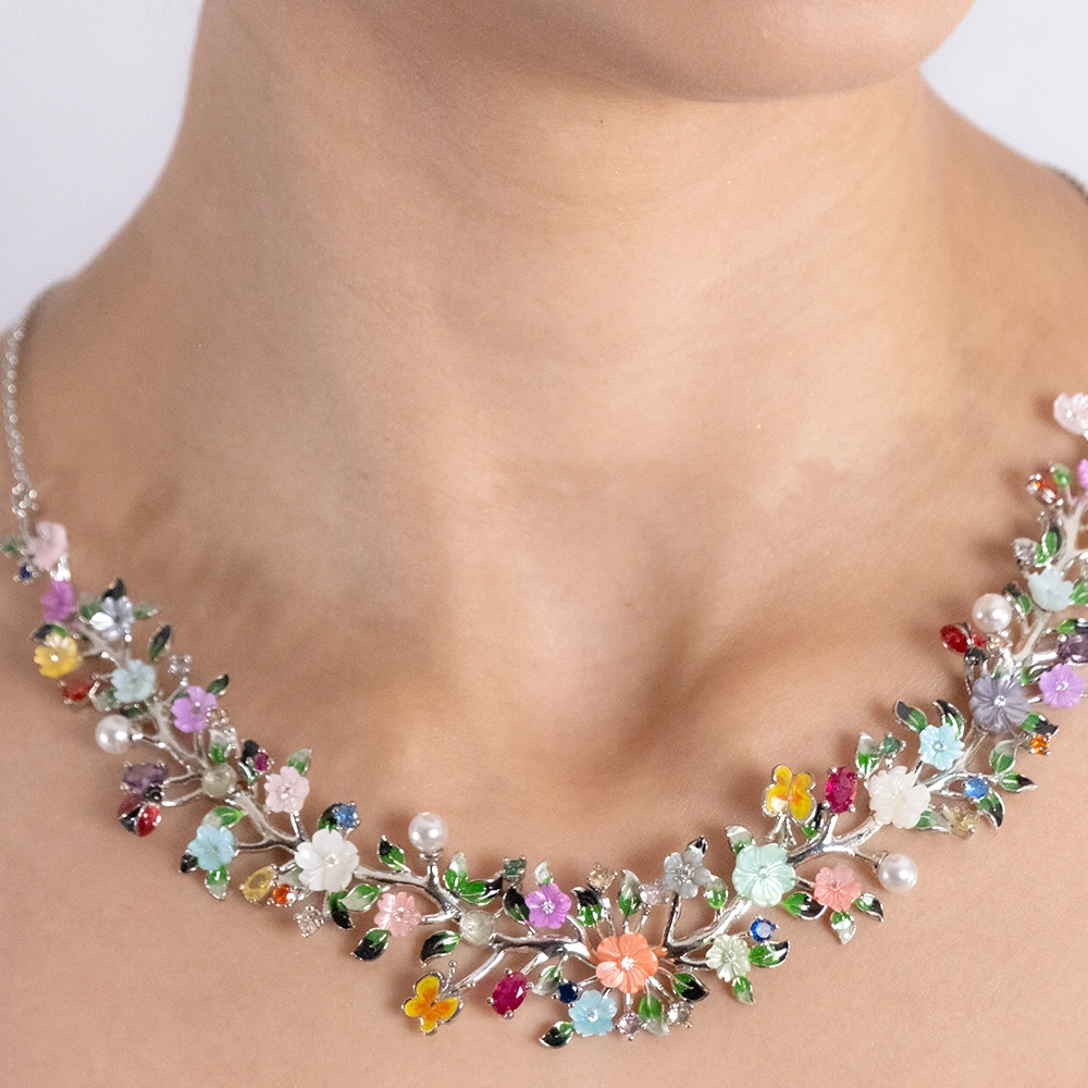 Reegalia Blooming Garden Enamel Necklace Set