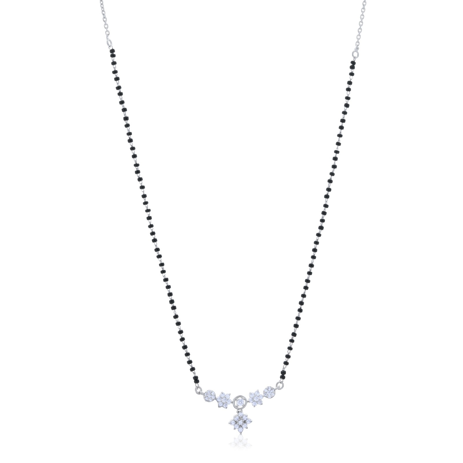 Elevate your elegance with this beautifully crafted 925 sterling silver mangalsutra set, featuring a delicate fusion of tradition and modern charm.