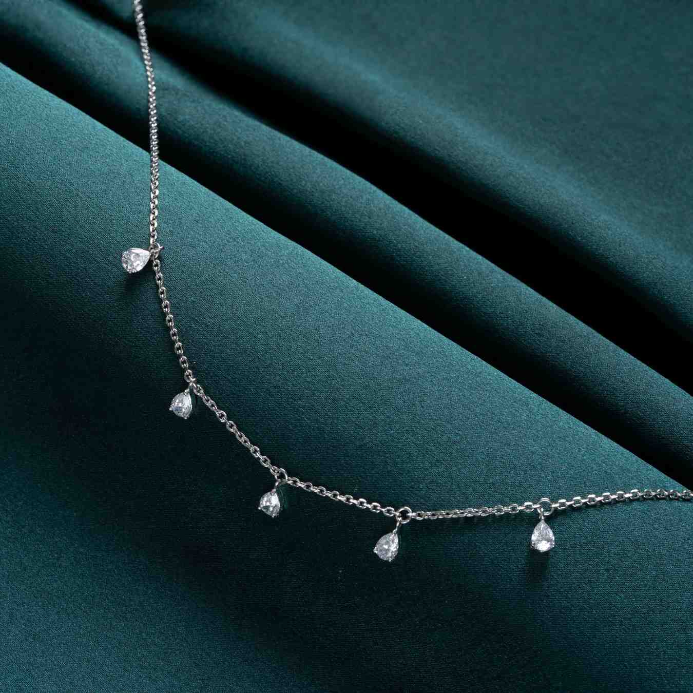 925 Sterling Silver Teardrop Dangling Necklace