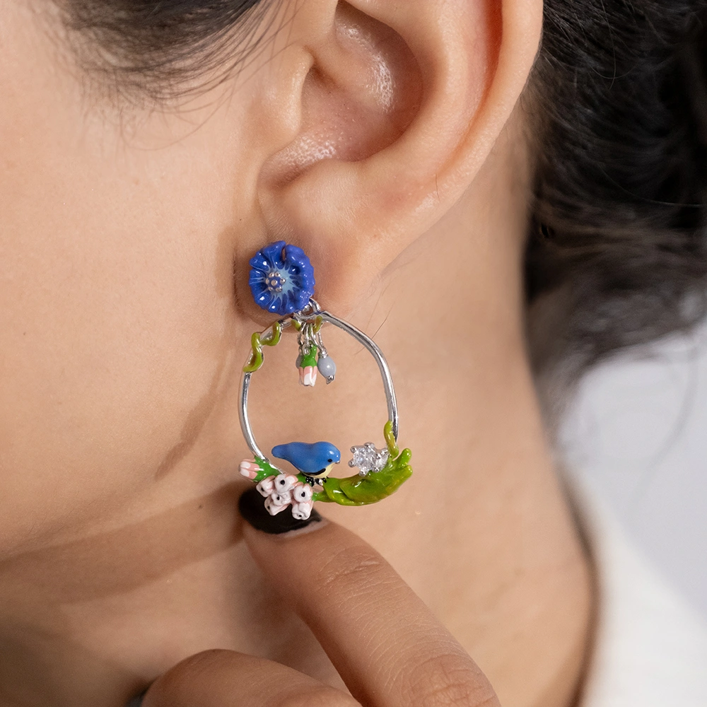 Enchanted Bloom Earrings – 925 Silver Floral Hoops