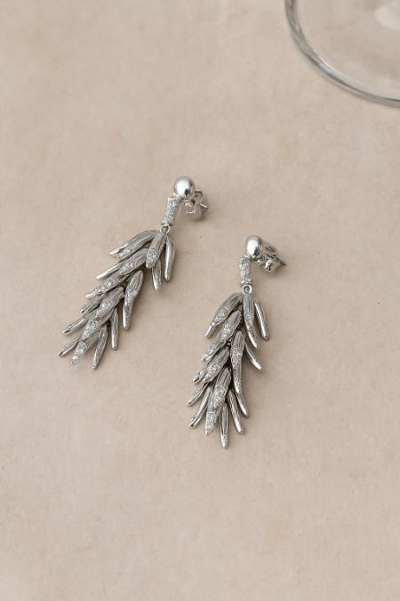 Silver Fern Cascade Earrings – 925 Sterling Silver