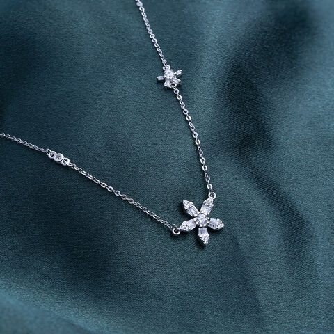 Reegalia Petal Glow 925 Silver Floral Pendant Necklace.