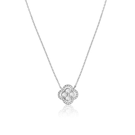 Reegalia Sterling Silver Petite Clover Bloom Necklace.