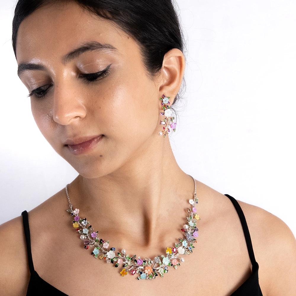 Blooming Garden Enamel Necklace Set