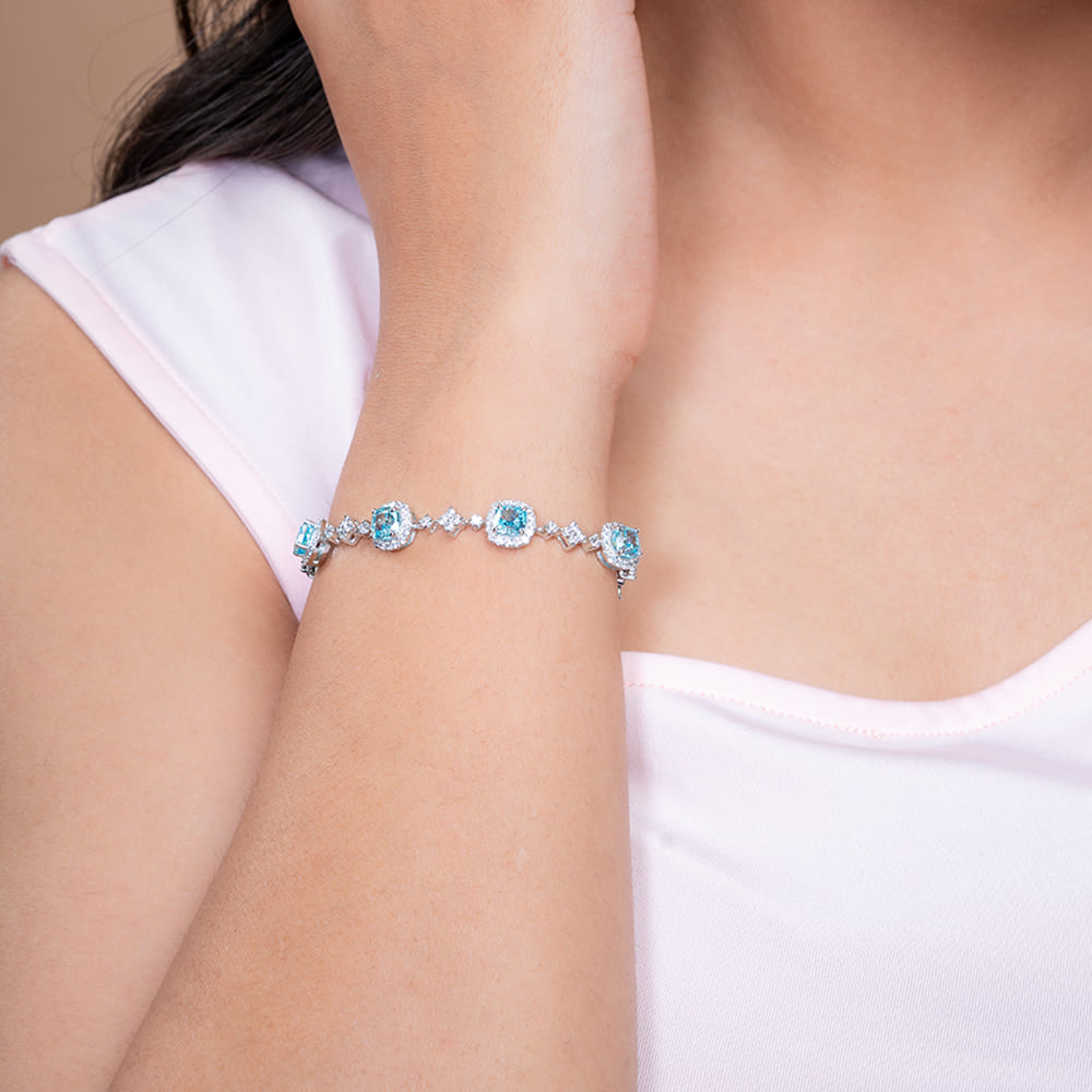 Sterling Silver Ocean Glow Cushion Bracelet