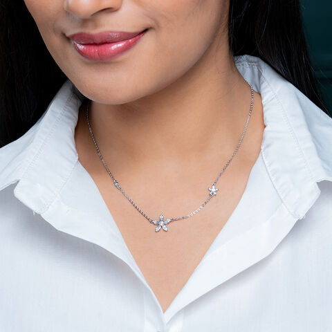 Reegalia Petal Glow 925 Silver Floral Pendant Necklace.