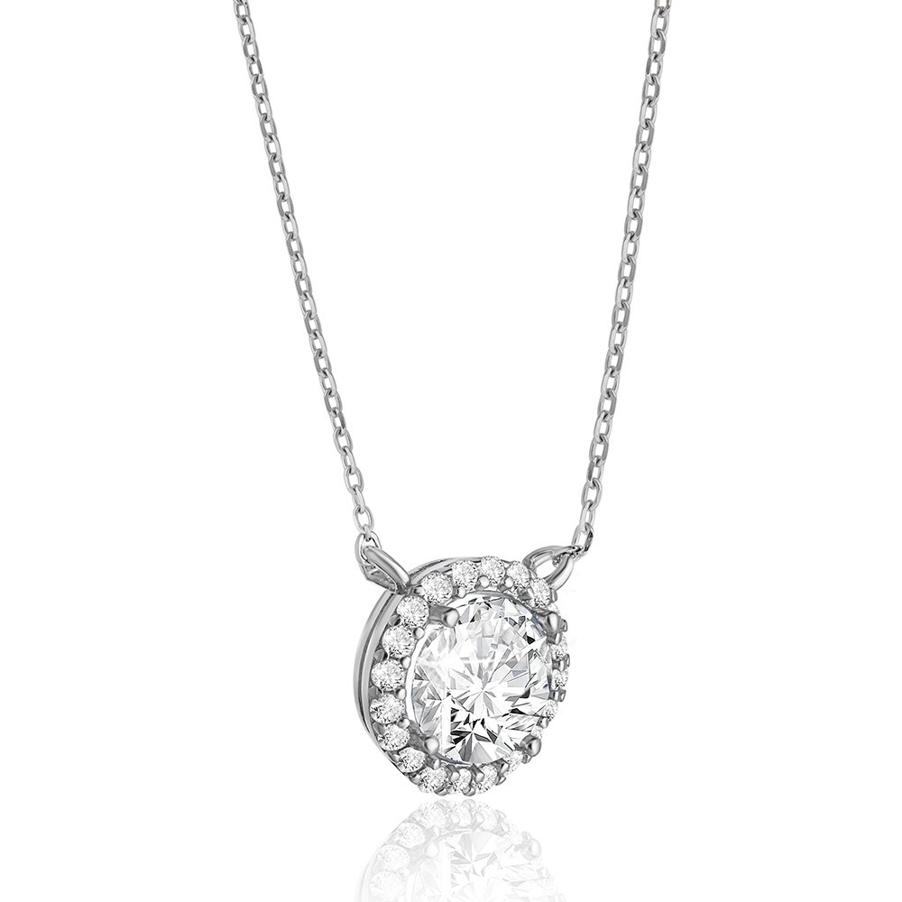 Reegalia Sterling Silver Classic Halo  Chain Pendant.