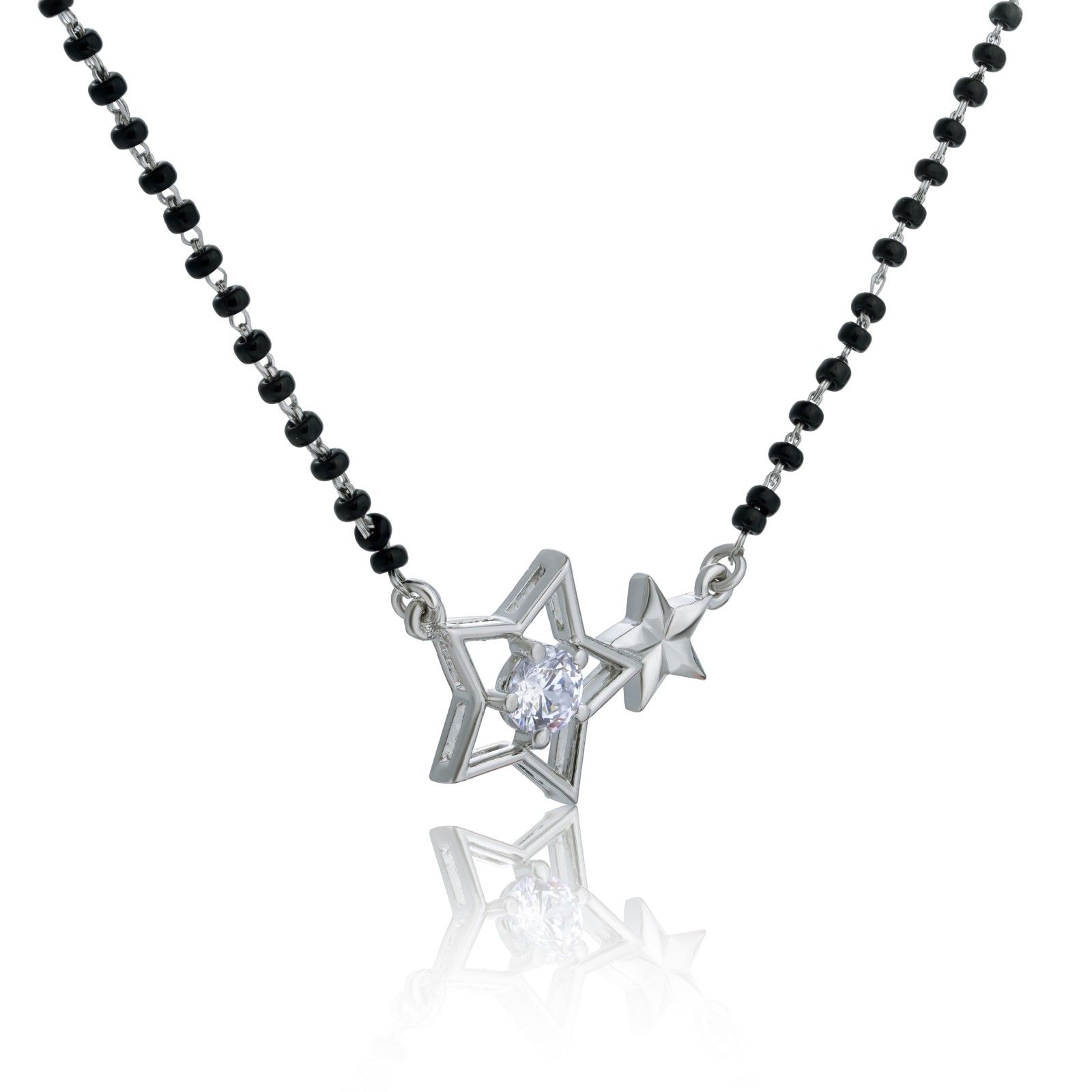 925 Sterling Silver Star Mangalsutra with Matching Earrings