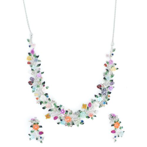 Blooming Garden Enamel Necklace Set