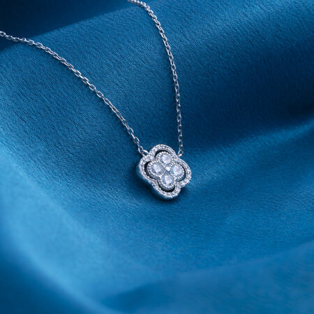 Reegalia Sterling Silver Petite Clover Bloom Necklace.