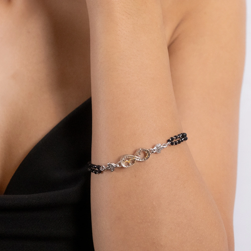 Infinity Design 925 Silver Hand Mangalsutra Bracelet